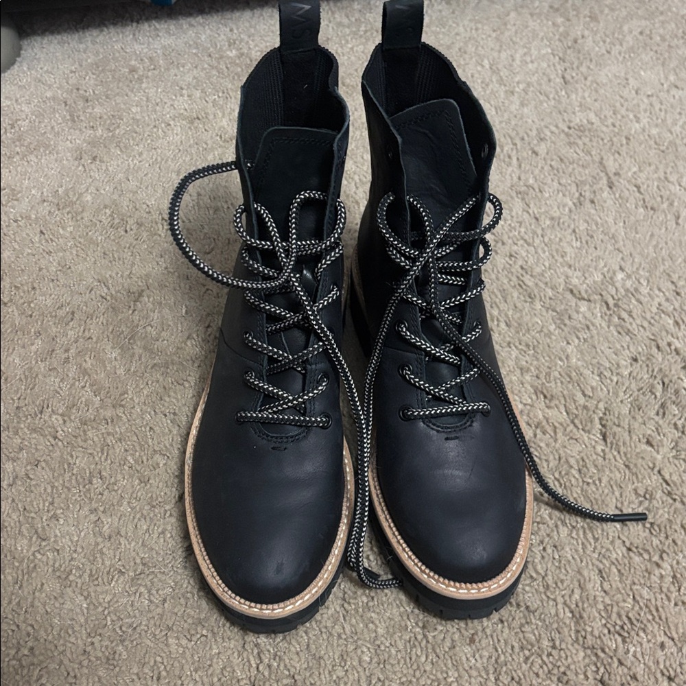 TOMS Black Leather Ankle Boots - Never worn!